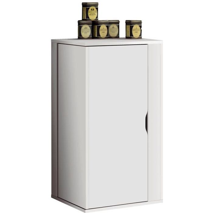 Meuble polyvalent 1 porte coloris blanc - Hauteur 90 x Longueur 47 x Profondeur 47 cm Meuble polyvalent 1 porte coloris blanc - Hauteur 90 x Longueur 47 x Profondeur 47 cm