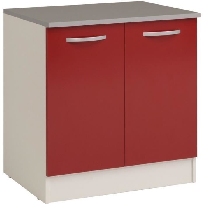 Meuble Bas De Cuisine Avec 2 Portes Coloris Rouge Et Blanc Dim