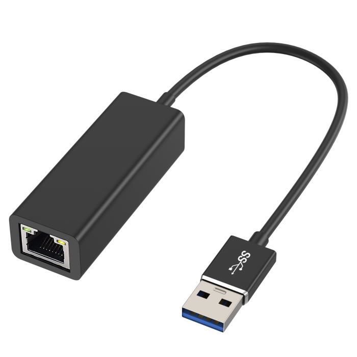 Adaptateur USB 3.0 vers Ethernet, concentrateur USB 3.0 à 3 ports avec  adaptateur Ethernet Rj45 10/100/1000 Gigabit prenant en charge Windows 10,  8.1, Mac Os, Surface Pro, Linux, Chromebook et plus