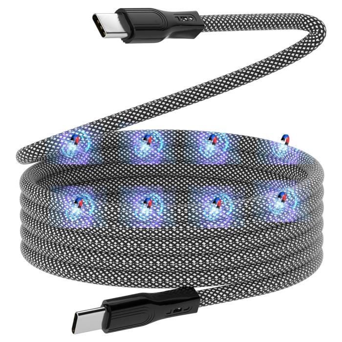 Câble USB-C Vers USB-C 60W 1M - Charge Rapide PD, Affichage LED, Compatible IPhone 15, MacBook, Galaxy - 10
