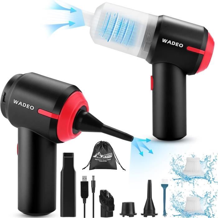 Aspirateur-souffleur Sans Fil Rechargeable Technaxx 68W - 3 Niveaux De Puissance, Lumière LED - Pour Clavier, Voiture, Ordinateur - 5 Buses Incluses