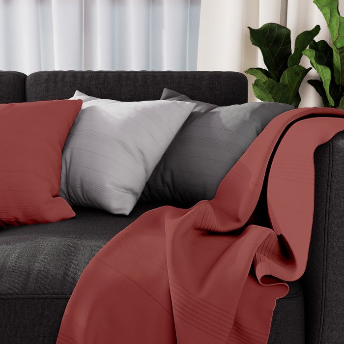 Couvre-Lit Jeté Adele Kaki 180x220 Cm – Coton Recyclé, Style Rayures Ton Sur Ton Élégant