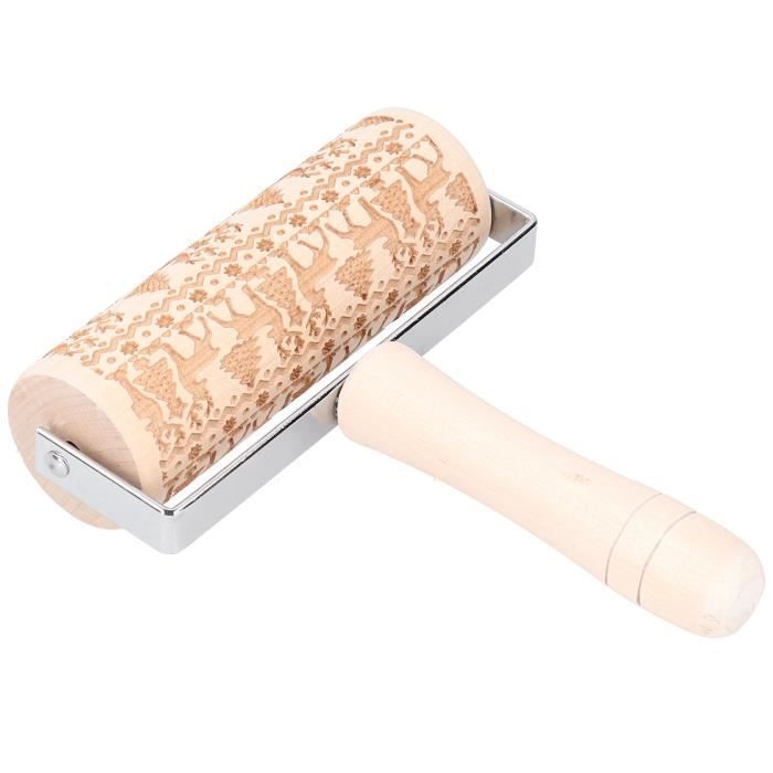 Rouleau à Pâtisserie En Bois Motif Flocon De Neige – Parfait Pour Noël, Pizzas, Cookies, 43,5 Cm