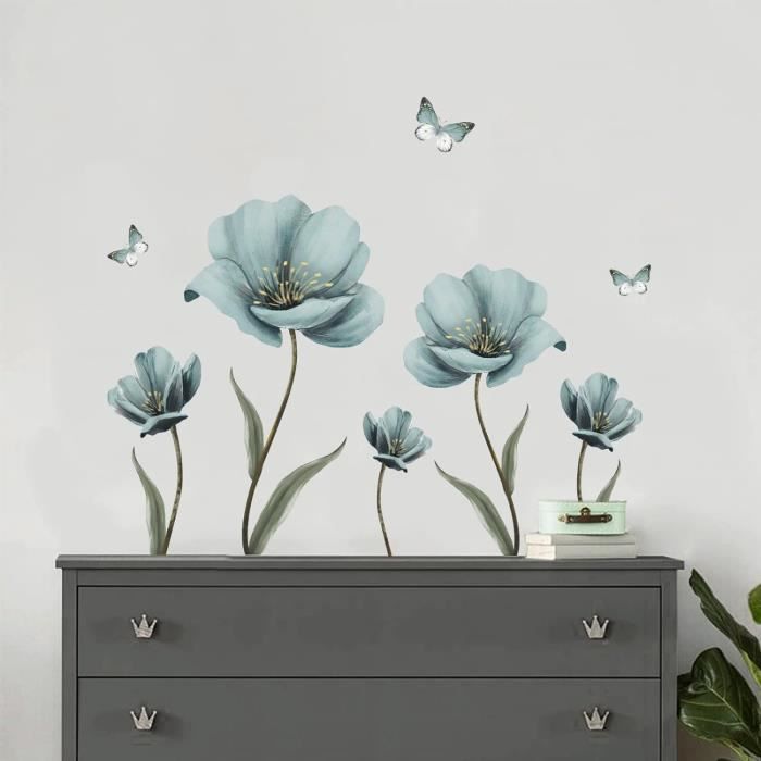 Tanlaby Grand s Muraux Fleuri Autocollants Muraux Fleurs Vintage Mural ...