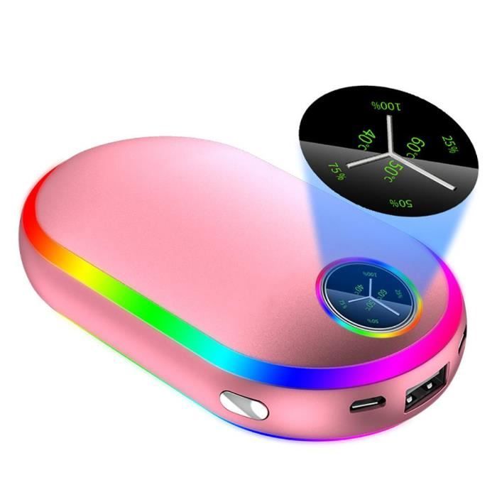 Chauffe-Mains Rechargeable, 10000mAh USB Powerbank avec Écran Numérique