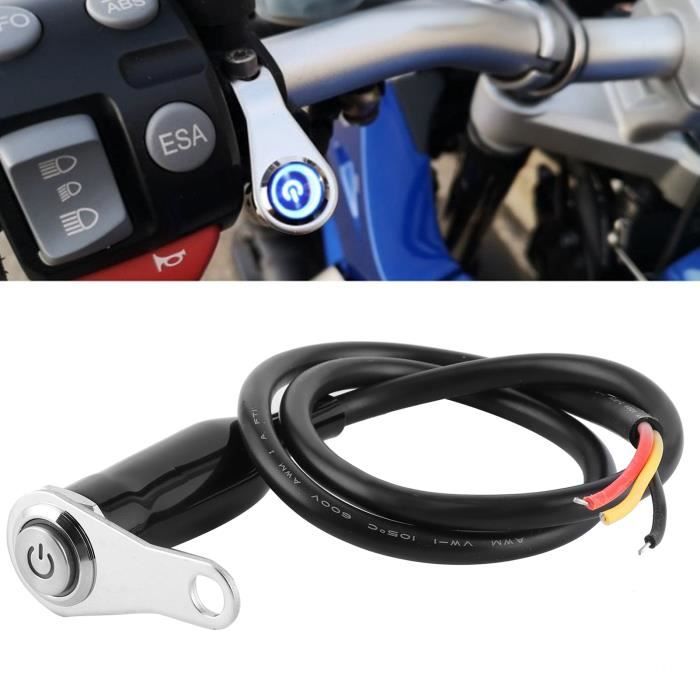Interrupteur de Guidon de Moto en Acier Inoxydable SURENHAP - LED Bleue - 12V