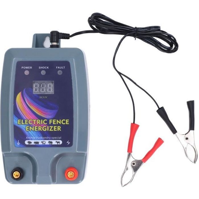 Électrificateur De Clôture 12V - Portée 10 Km - Puissance 1.5J - Écran LCD - Pour Animaux (Chevaux, Vaches, Sangliers...)