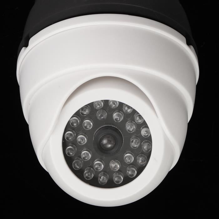 Caméra Factice Dôme LED Clignotante Relaxdays - Dissuasion Intrus Intérieur Extérieur - Blanc