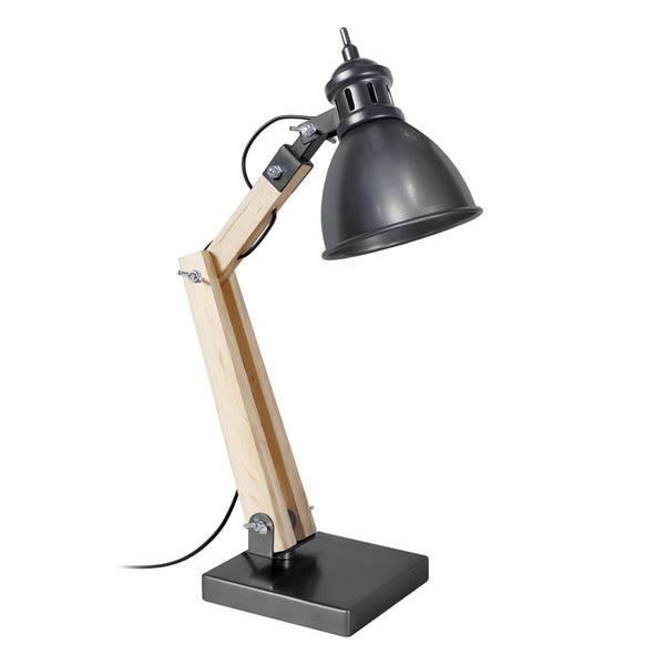 IRON-Lampe de bureau articulé métal blanc,naturel Abat-jour: cloche