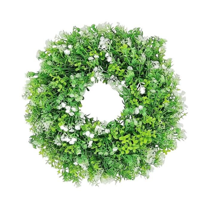 Couronne Eucalyptus Artificielle Verte 50 Cm - Déco Porte, Mur, Jardin - Baies Incluses - Sans Entretien - Style Naturel - 5