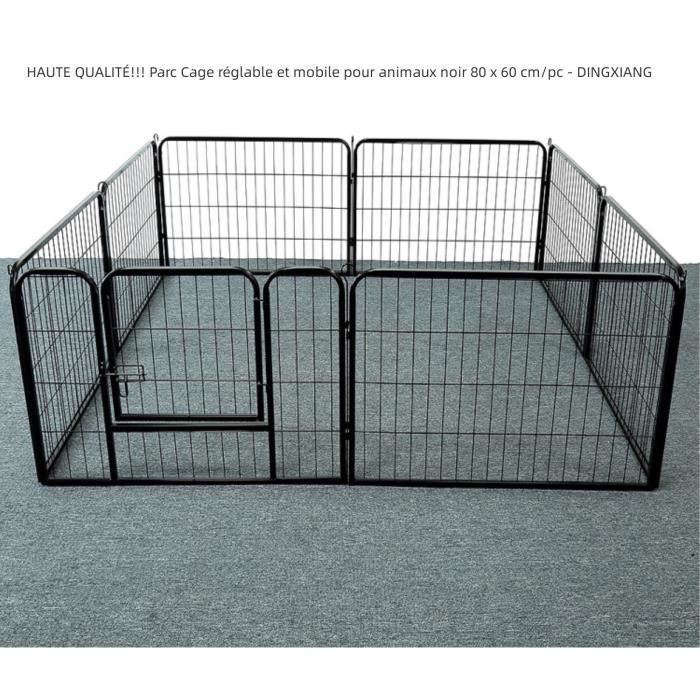 Meilleurs prix pour HAUTE QUALITÉ!!! 8 pièces Parc Cage réglable et mobile pour animaux de compagnie noir 80 x 60 cm/pc - DINGXIANG