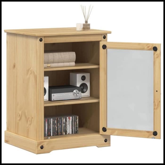 Meuble HiFi - V BESTLIFE - Corona - Bois de pin massif - 60x50x82 cm - Style contemporain