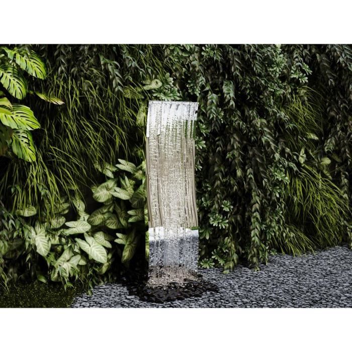 Fontaine d'extérieur vague en acier inoxydable - H.130 cm - Argenté - VENTE-UNIQUE - Résistante et design zen