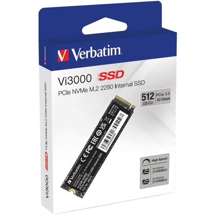Disque dur - VERBATIM - VI3000 - 512 Go - PCI Express 3.0 x4 (NVMe) - M.2