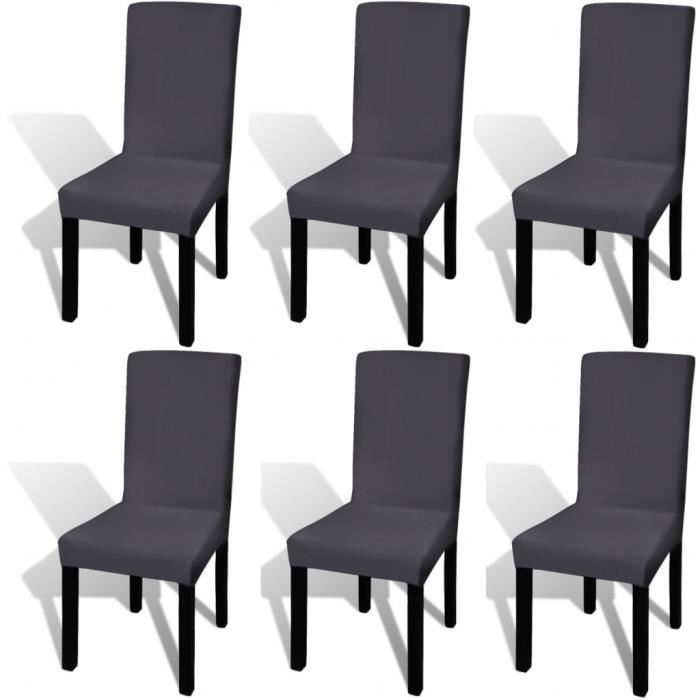 vidaXL Housse de chaise droite extensible 6 pcs anthracite