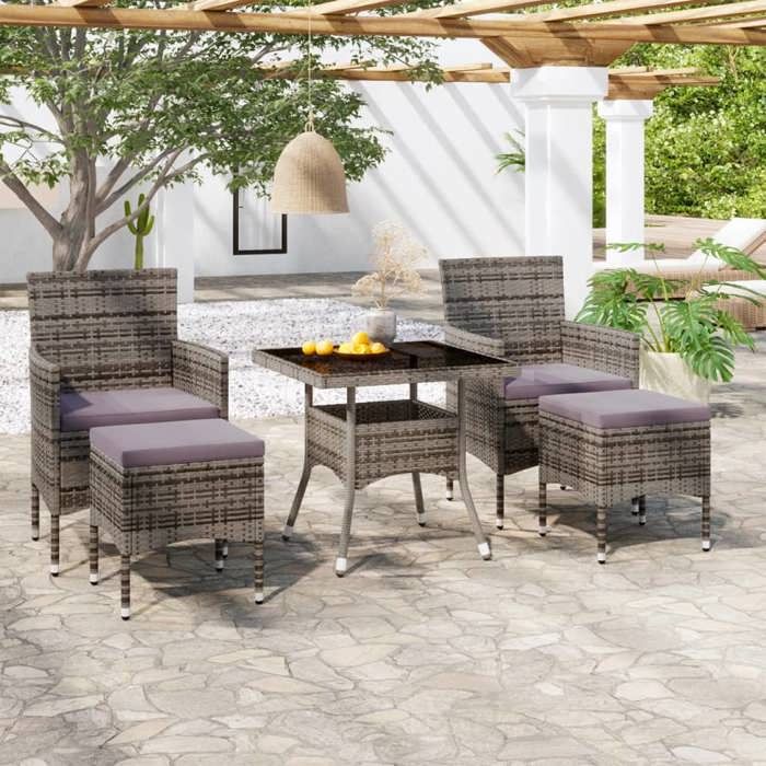 VIDAXL Ensemble à Manger Jardin 5 Pièces Résine Tressée