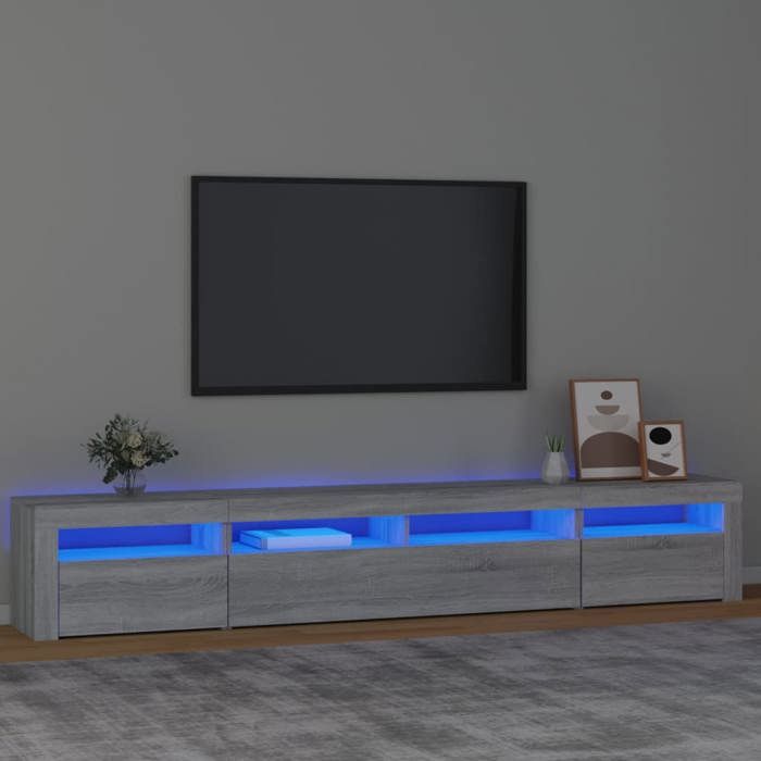vidaXL Meuble TV avec Lumières LED Centre de Divertissement Rangement Meuble Média Meuble de Salon Salle de Séjour Maison 3152728