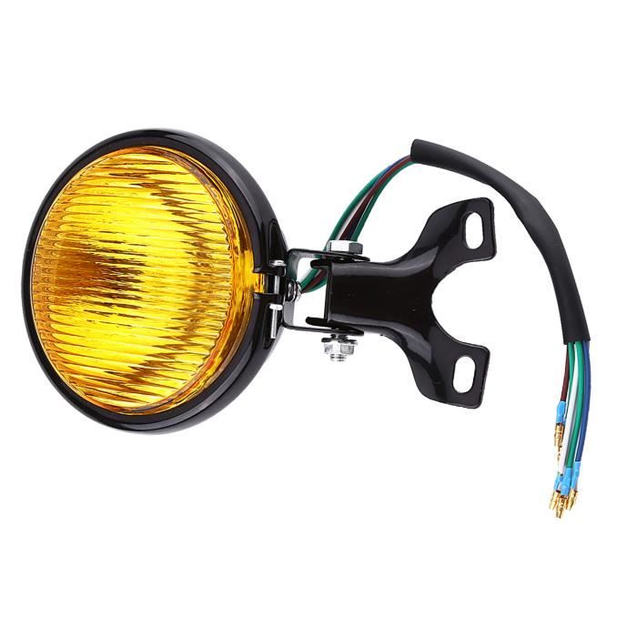 Phare Avant De Moto LED Rond 16,5 Cm - Noir Mat, Verre Transparent - Feu De Route Et Croisement - Pour Harley, Honda, Yamaha, Etc.