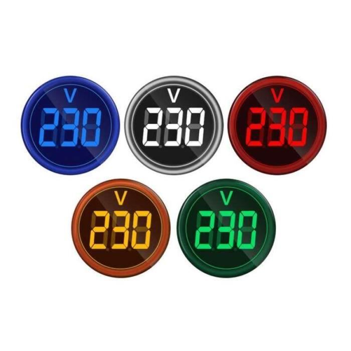 Voltmètre/Ampèremètre Numérique AC 22 Mm - Mesure Tension 50-500V Et Courant 0-100A - Affichage LED Bleu - Pour Tableau Électrique