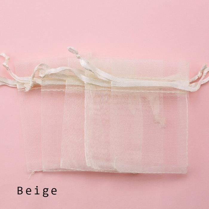 Lot 100 Sachets Organza Blanc 9x12 Cm - Cordon Serrage Satin - Pour Mariage, Bijoux, Bonbons, Cadeaux