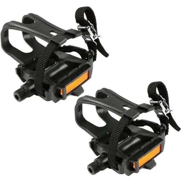 Pédales à Clips Et Courroies – Nylon/allu, Double Roulement, Cage Amovible, Pour Fixie, VTT, Route Ou Pliant