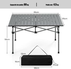 KOMFOTTEU Table pliante d'extérieur, table de pique-nique de camping en bambou, pour 4 à 6 personnes, table portable avec un sac, portée de 50 kg, 122 x 60 x 43,5 cm (marron KOMFOTTEU Table pliante d'extérieur, table de pique-nique de camping en bambou, pour 4 à 6 personnes, table portable avec un sac, portée de 50 kg, 122 x 60 x 43,5 cm (marron