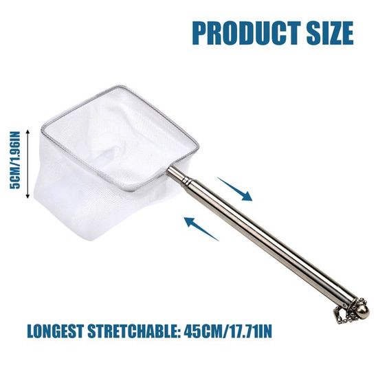 Épuisette Télescopique Pliable En Acier Inoxydable – 60 Cm De Manche, Maille Nylon Souple – Pour Aquarium, étang Et Bassin