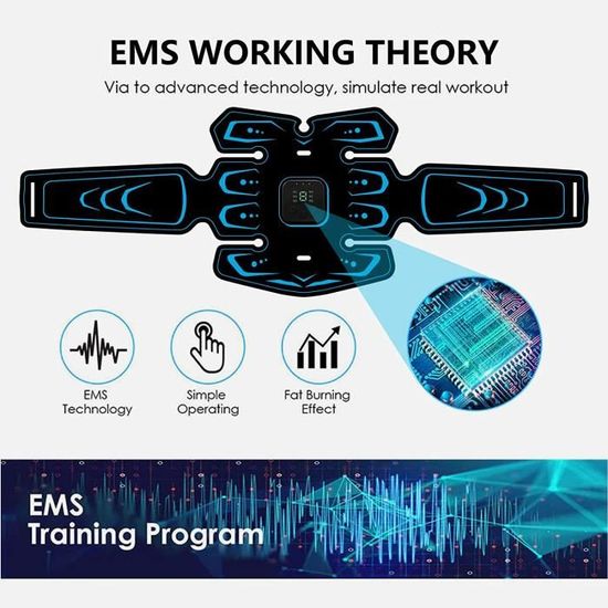 Électrostimulation Stimulateur Musculaire Ems Abdominale Ceinture Vibrante Abs Musculaire Entraineur