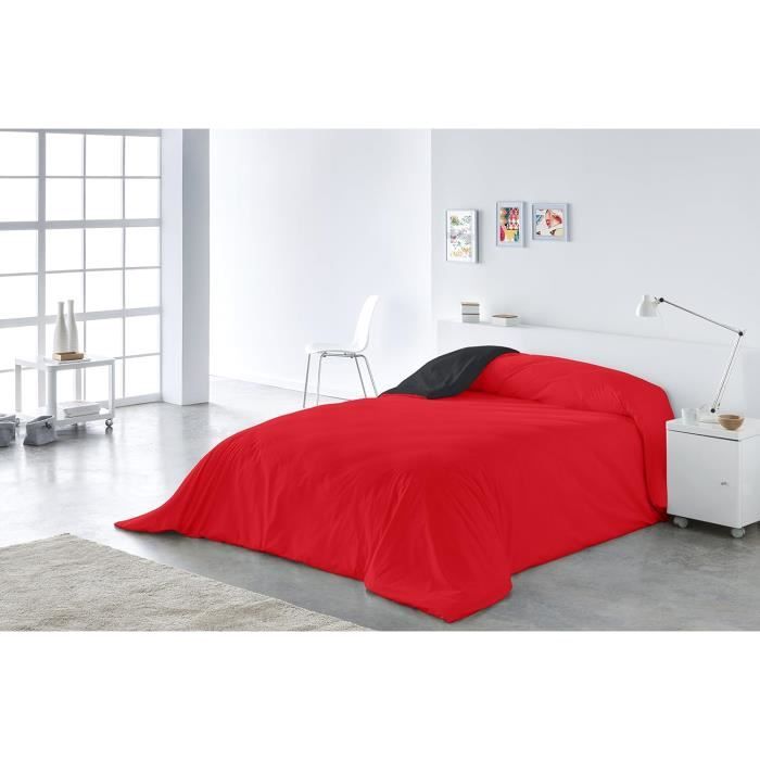 Housse De Couette Bicolore Lucena Cantos Rouge/Noir 300x270 Cm - Literie Douce Et Confortable En Microfibre