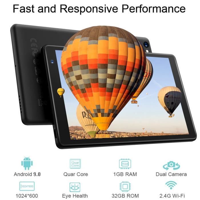 Pritom D10a pouce Android 12 tablette, 2 Go de RAM, 32 Go de Rom, 6000mah,  étendre à 512 Go, processeur quad core, tablette 10 pouces, tablettes  Android écran HD IPS, ca