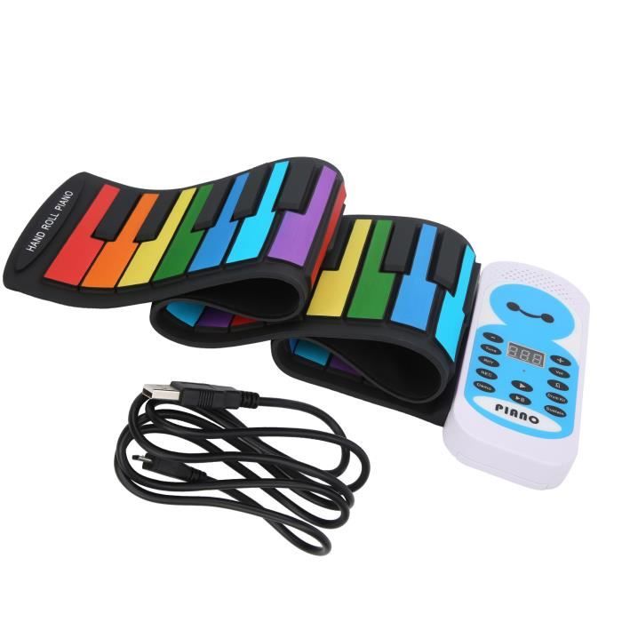 Yinanstore Piano à 49 Touches Enroulables Piano à Main Enroulable Silicone Robuste Léger Piano Électronique Enroulable Clavier pour Enfants Adultes Enfants Touches Noir Blanc
