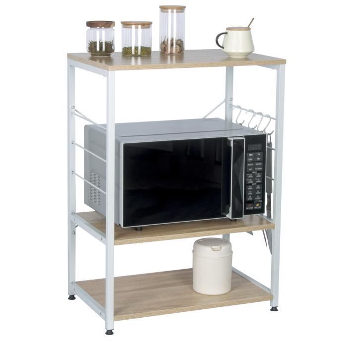 Étagère à Poser Pour Four à Micro-ondes – 2 Niveaux, Blanc – 57 X 38 X 38 Cm – Gain De Place Cuisine
