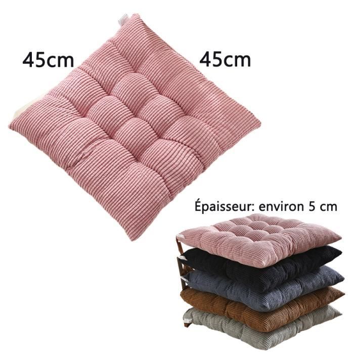 4 Coussins De Chaise YUNSHANGHE 40x40cm - Velours Cristal Gris - Lavables Avec Sangles