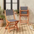 Chaises de jardin en bois et textilène - Almeria Gris anthracite - 2 chaises pliantes en bois d'Eucalyptus  huilé et textilène-2