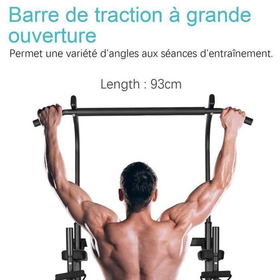 HOMCOM Barre de Traction Porte Sans Fixation Barre d'étirement sans Vis Réglable Noire | France
