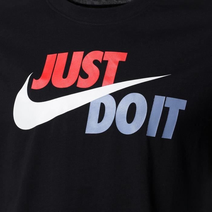 T shirt NIKE Manches courtes JUST DO IT SWOOSH Homme Noir Noir Cdiscount Sport
