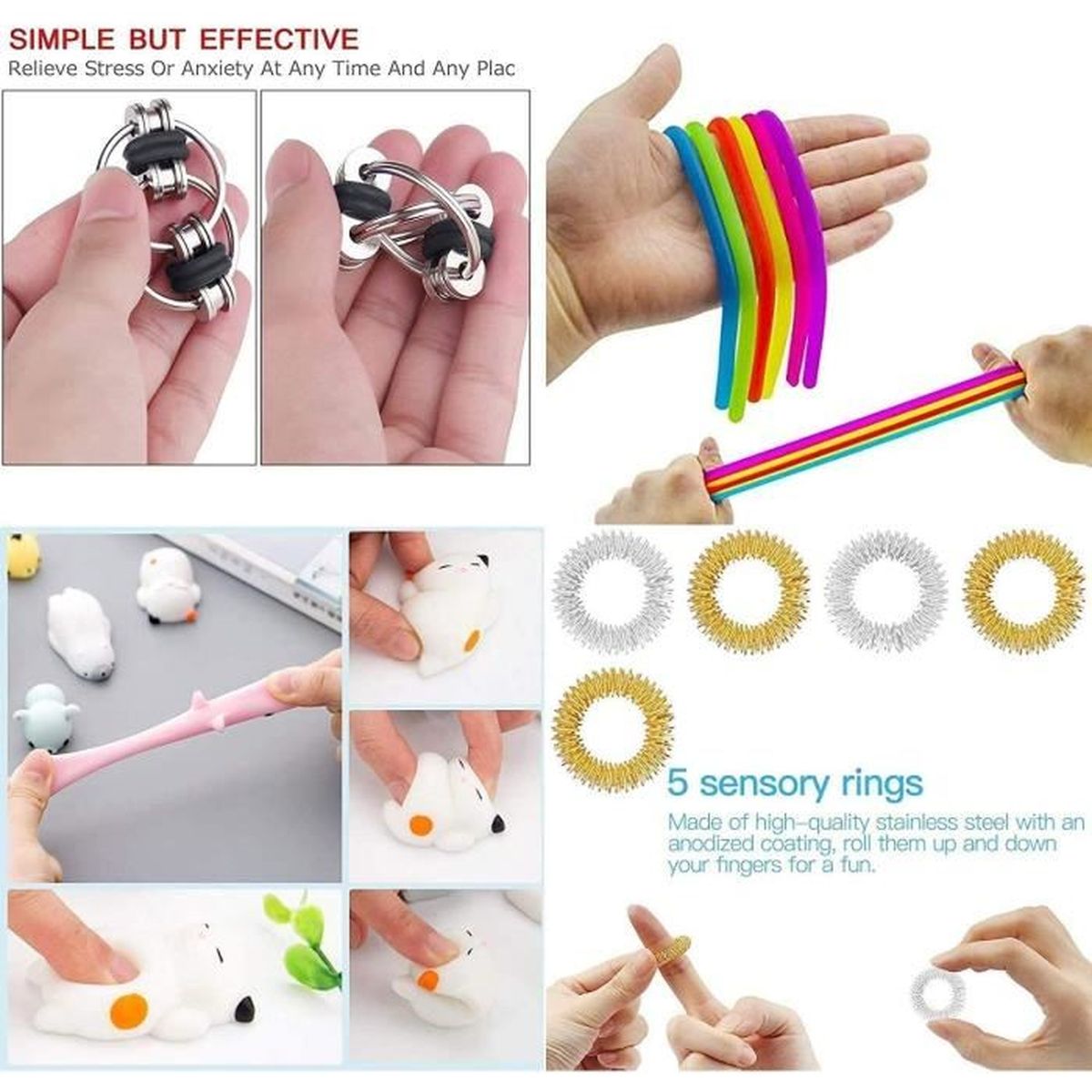 Simple Dimple Fidget Toys Set pour Enfants et Adultes Fidget Toy Pack Fidget Toy Pack Pas Cher Push Pop Bubble Sensory Fidget Toys QASIMOF Big Fidget Toys Pack 