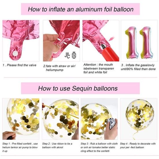 O-Kinee 11 Anniversaire Fille Ballon Rose Ballon Chiffre 11 Ballon 11 Ans Fille Ballons Anniversaire 11 an Rose Anniversaire Fille 11 an Parti Décoration Ballons Anniversaire 11 an 