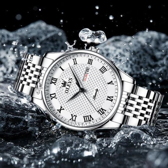 Montre Homme Chronographe Sport Étanche 50M - Boîtier Acier, Bracelet Noir - Marque Lige