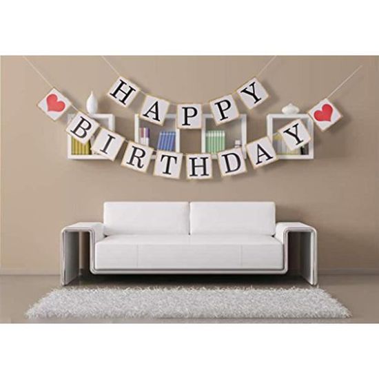 Joyeux Anniversaire Vintage Banniere Anniversaire Photo Stand Decoration Guirlandes Fete Cdiscount Maison
