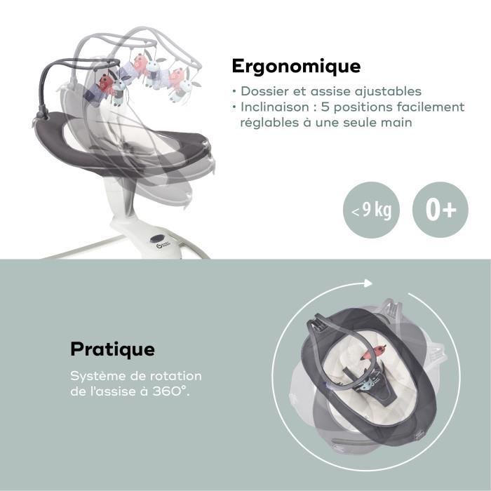 Babymoov Balancelle bébé électrique Swoon Motion, Assise à 360