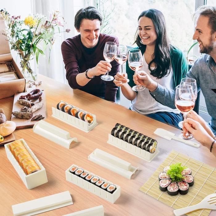 11PCS Sushi Maker Kit,DIY Sushi Making Kit avec Cuillère à  Riz/Grattoir/Couteau à Sushi/4 Moules de Formes Différentes pour Débutant -  Cdiscount Maison