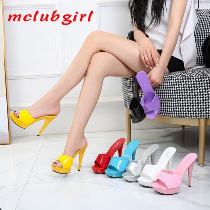 Escarpins d ete a talons fins pour femmes impermeables de 13cm bas de plateforme Violet Type de talon fin