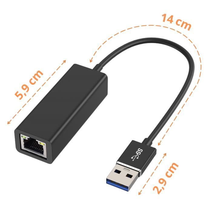 Adaptateur Réseau Gigabit Ethernet USB 3.0 vers RJ45 - Noir