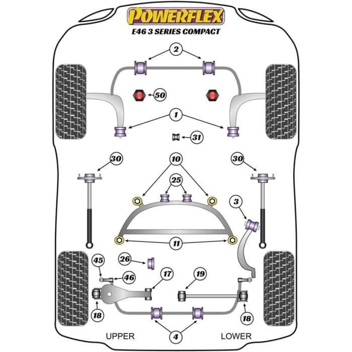 Powerflex PFR5-4626 draagarmrubbers set BMW E46 - Ophanging en Onderstel