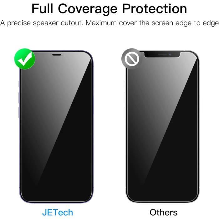 JETech Protection D'écran Anti-Espion pour iPhone 12 Pro Max 6,7 Pouces,  Couverture Complète Film en Verre Trempé, Compatible [241] - Cdiscount  Informatique