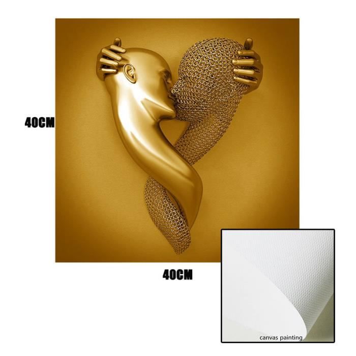 TROONZ 3Pcs Tableau Art Mural Coeur 3D - Décoration Murale Métal Fil Couple Moderne 60x90cm