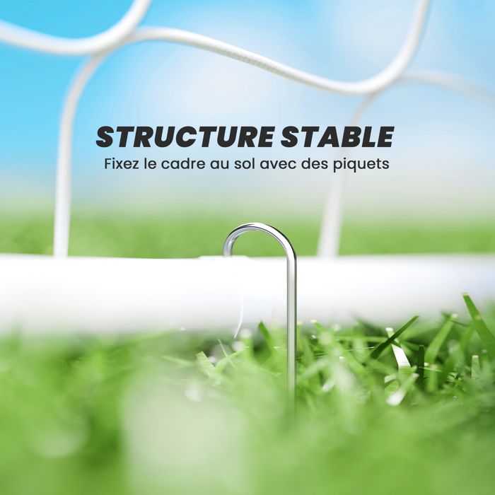 But De Football HOMCOM 186 X 62 X 123 Cm - Cage D'Entraînement Avec Filet PE Résistant, Structure Métal Anti-Corrosion, Piquets Inclus