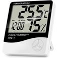 Thermomètre Hygromètre Intérieur, Multifonction Électronique Écran LCD Digital Affichage de Température et Humidité HTC-1-0