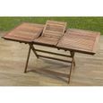 PiuShopping Table extensible pliable en bois pour extérieur de jardin – 120-160 x 70 x (h) 73 cm153-0
